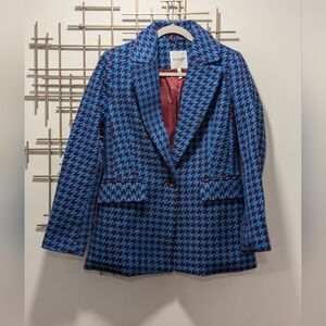 Avec Les Filles Blue and Black Houndstooth Blazer